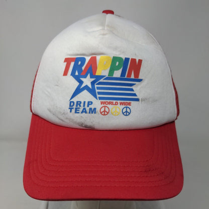 Trappin Drip Team Snapback Mesh Back Trucker Hat Red One Size Colorblock