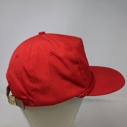 Sportcap 5 Panel Red Hat One Size Rope Leather Strap Idaho Lumber Hardware Logo