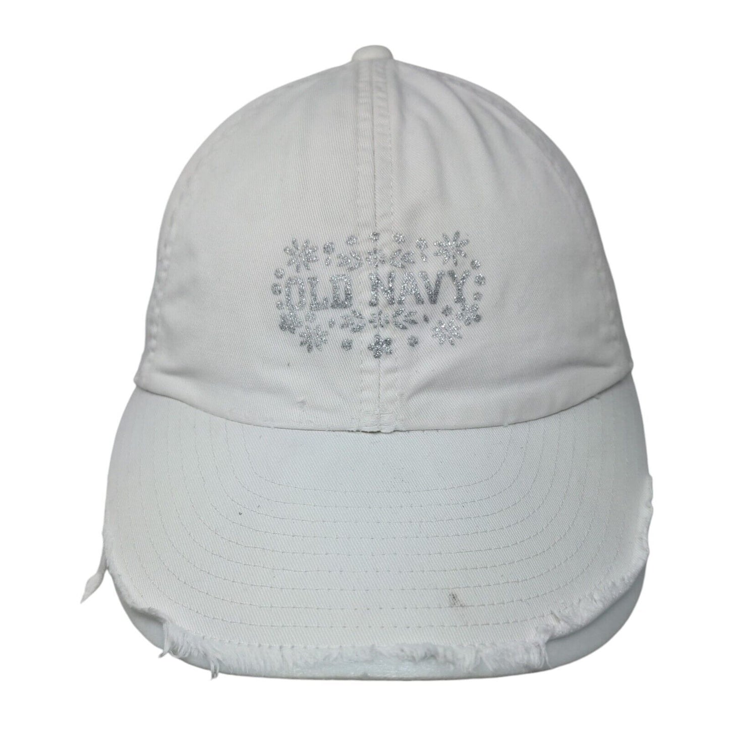 Old Navy Glitter Strapback Hat White S/M Adjustable Solid 6 Panel