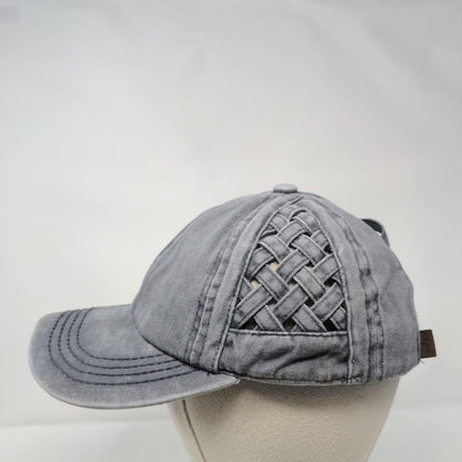 C.C. Exclusive Crisscross Strapback Hat Gray OS Adjustable Breathable Blank