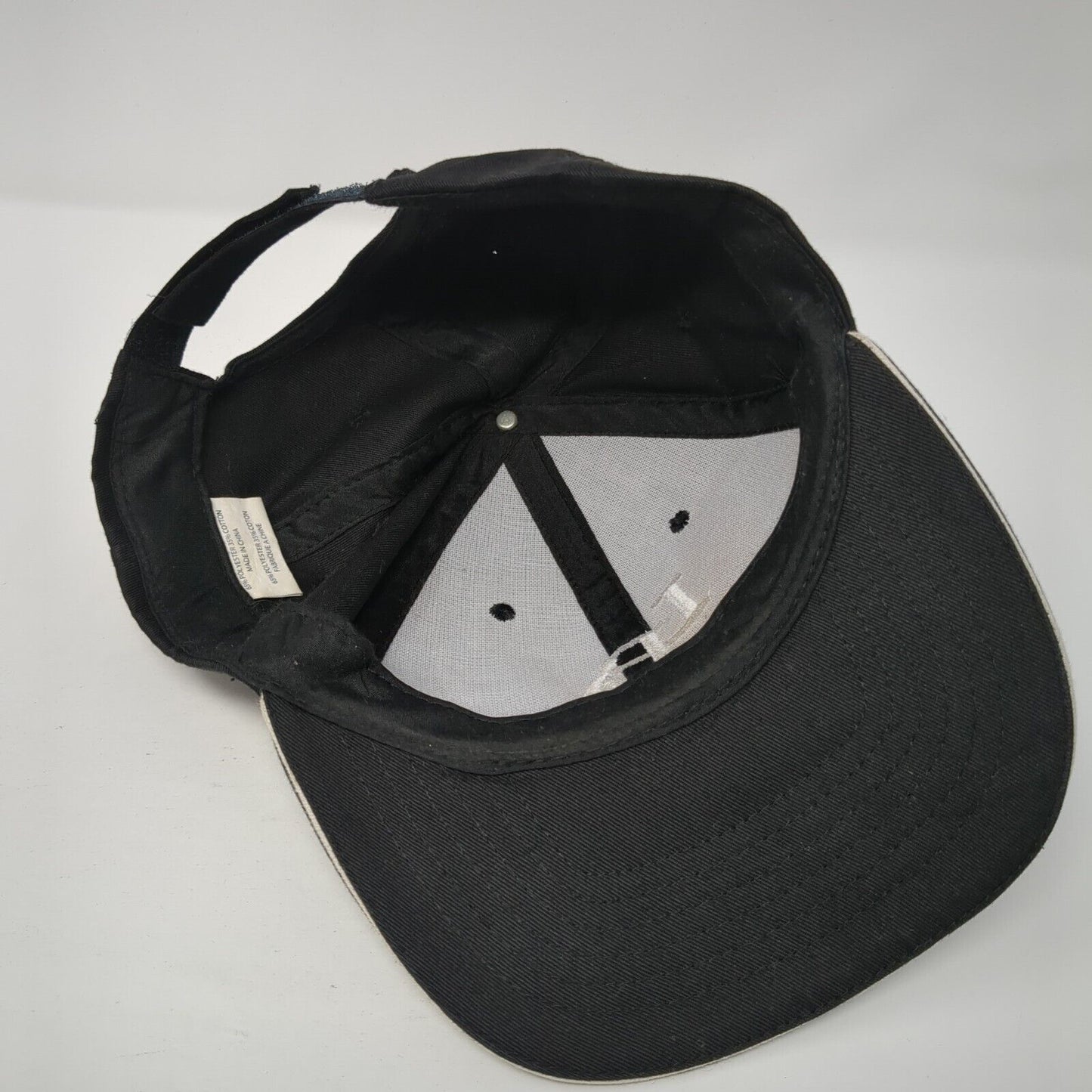 LPA Strapback Hat Black One Size Adjustable Embroidered Vented Holes 6 Panel