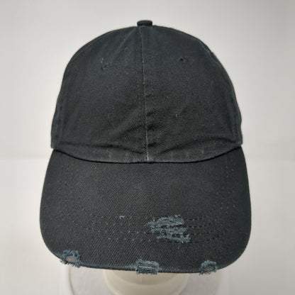 Unbranded Strapback Hat Black One Size Adjustable Blank Distressed