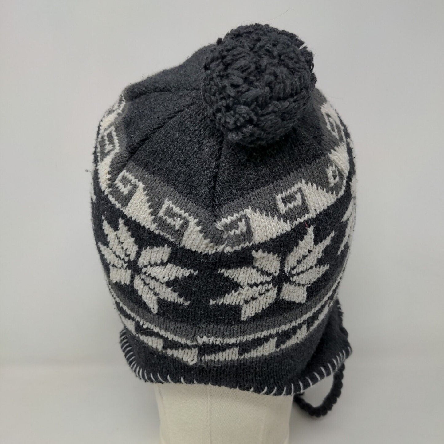 Unbranded Men's Knit Beanie Hat Cap Gray Fair Isle 100% Acrylic