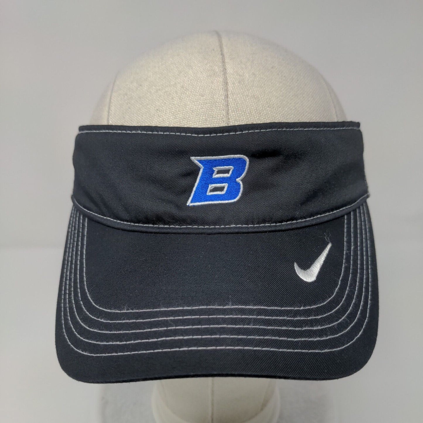 Nike Strapback Sun Visor Hat Black OSFM Embroidered Letter Dri-Fit