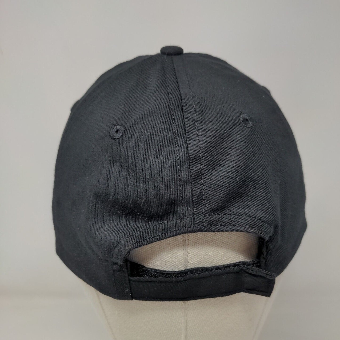 Miter Brands Strapback Hat Black One Size Adjustable 6 Panel Vent Holes