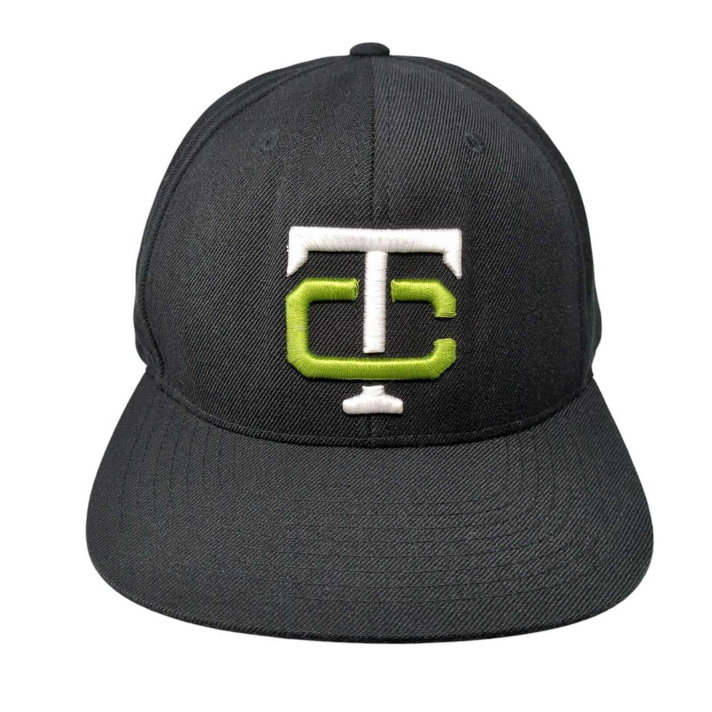 TC Snapback Hat Black OSFA Adjustable Embroidered Letters 6 Panel