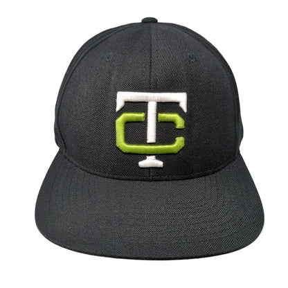 TC Snapback Hat Black OSFA Adjustable Embroidered Letters 6 Panel