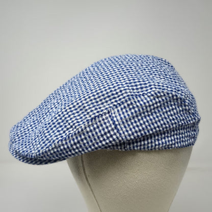Newsboy Cap Blue One Size Fitted Gingham Checkered Pattern Driving Ivy Golf Hat