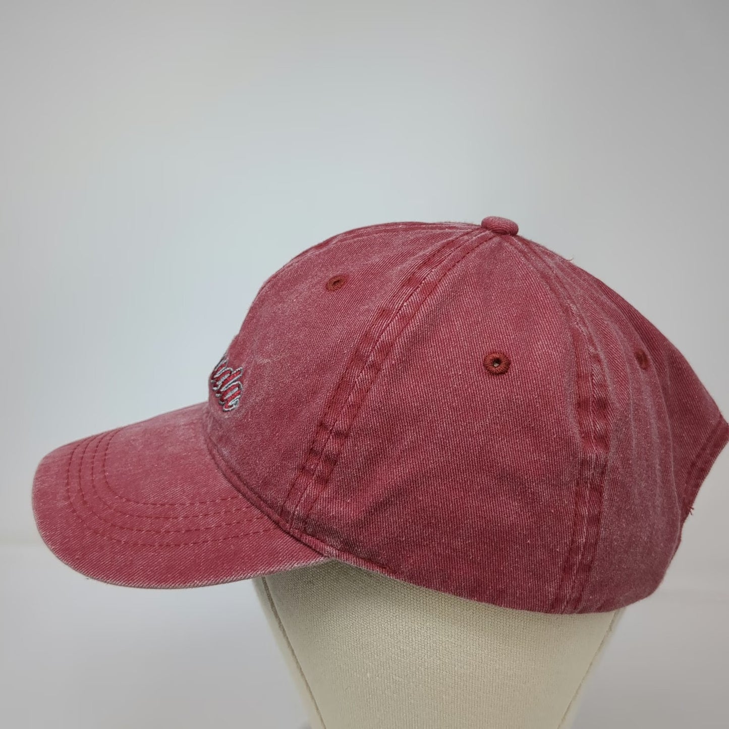 Jacobson Hat Baseball Cap Red Gray One Size Adjustable Washed Cotton Bermuda