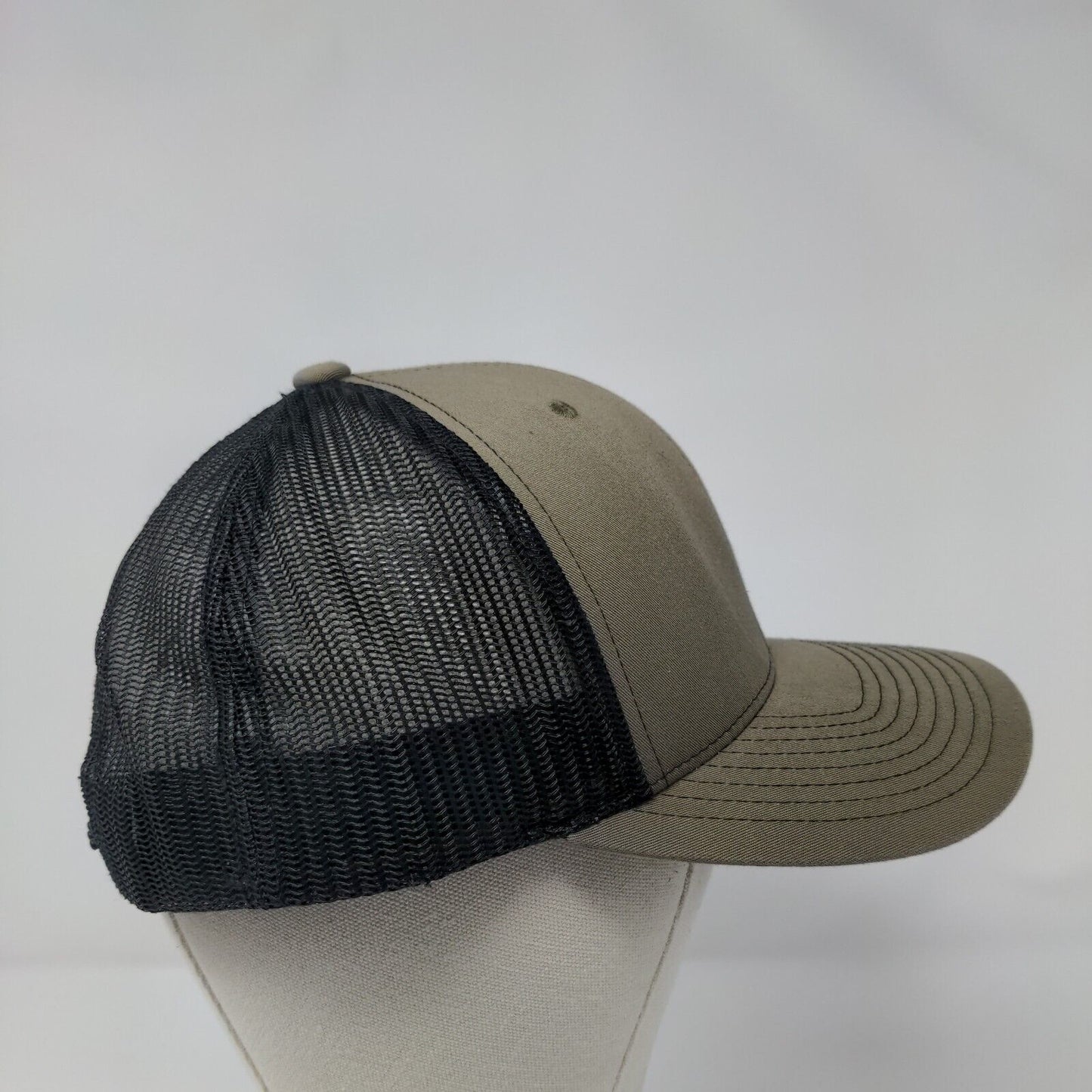 Richardson Snapback Mesh Back Trucker Hat Tan OSFA Embroidered Logo