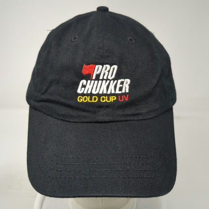 Baseball Cap Black One Size Strapback Pro Chukker Gold Cup UV Hat Embroidered