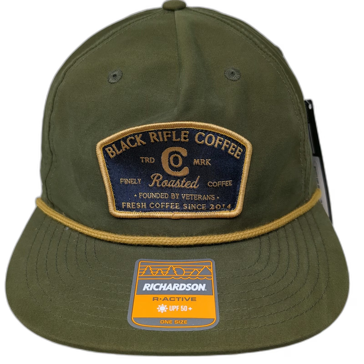 Richardson 5 Panel Green One Size Black Rifle Coffee Patch Rope Snapback Hat