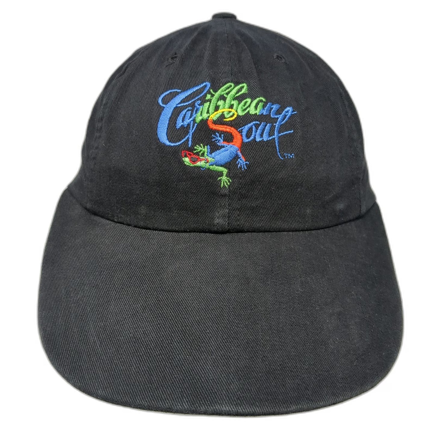 Caribbean Soul Baseball Cap Black One Size Lizard Gecko Graphic Embroidery Hat
