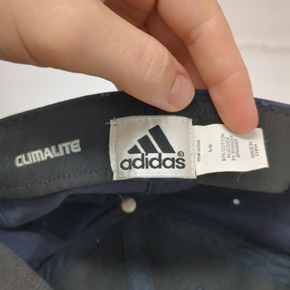 Adidas Baseball Cap Blue M Climalite Stretch Fit Embroidered Logo 6 Panel Hat