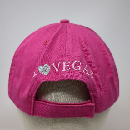 Baseball Cap Pink One Size Las Vegas Heart Distressed Rhinestone Strapback Hat