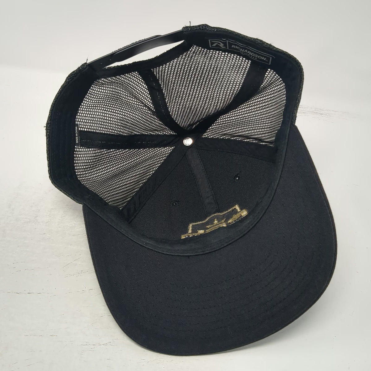 Richardson Trucker Hat Black OSFM Snapback PFL Championship Gold Logo Mesh Pro
