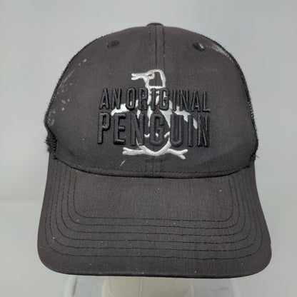 An Original Penguin Snapback Trucker Hat Black One Size Adjustable Mesh Back