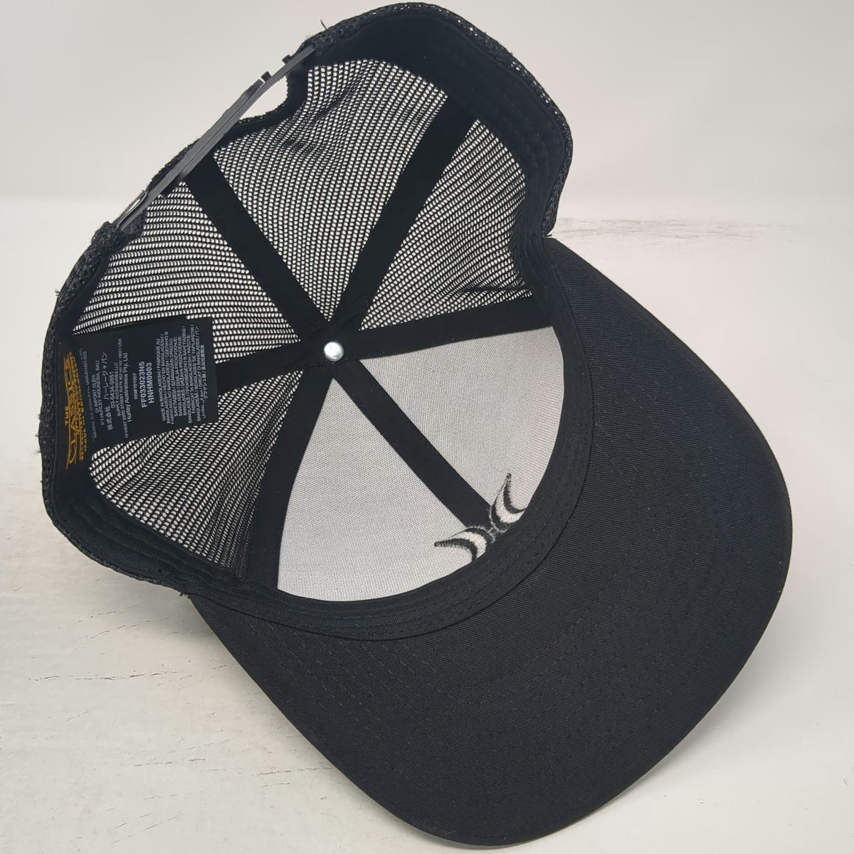 Hurley Trucker Hat Black One Size Mesh Back Snapback Tonal Logo Structured