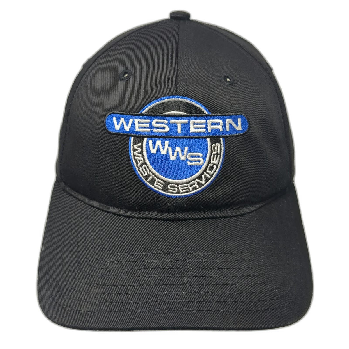 Richardson Baseball Cap Black Blue White L Western Waste Services Strapback Hat