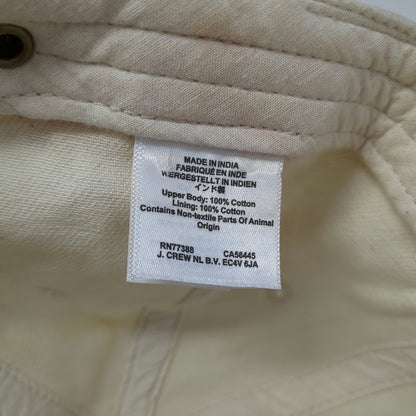 J. Crew Baseball Cap Beige One Size Leather Strapback Brass Buckle Cotton Hat