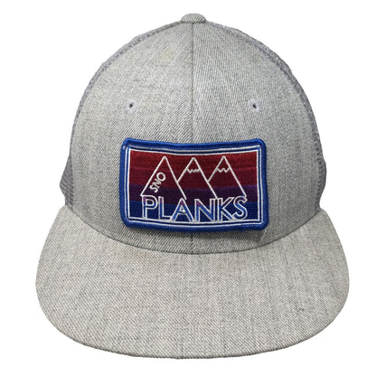 Decky Trucker Hat Gray One Size Sno Planks Mountain Patch Mesh Snapback Logo Cap