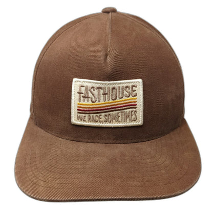 Fasthouse 5 Panel Brown One Size Snapback Flat Brim Patch We Race Sometimes Hat