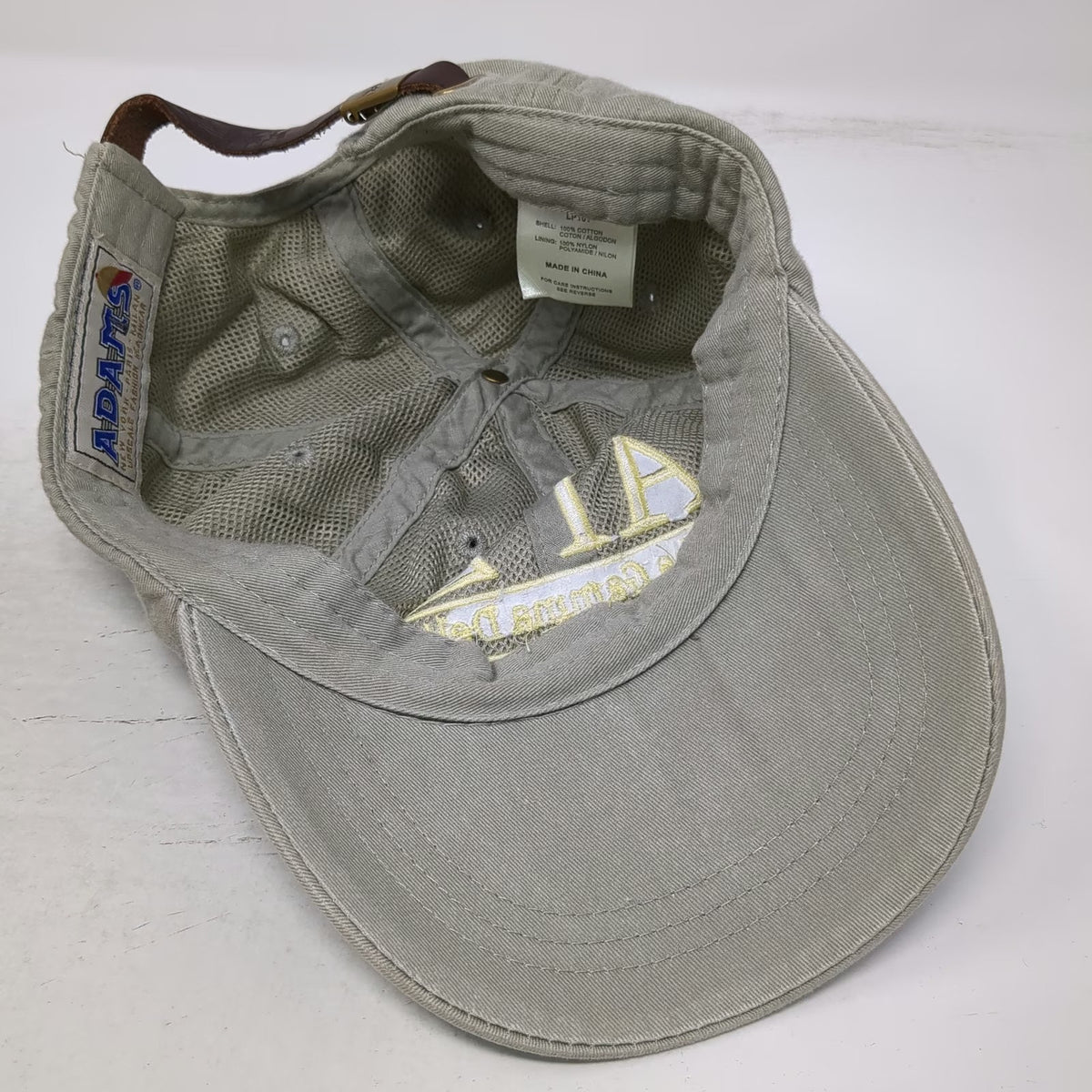 Adams Baseball Cap Beige One Size Alpha Gamma Delta Embroidered Strapback Hat