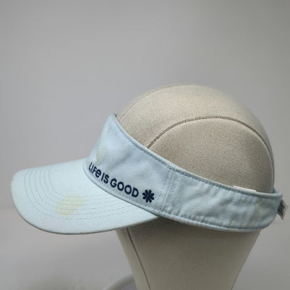 Life is Good Blue Visor One Size Strapback Cotton Embroidered Logo Casual Hat