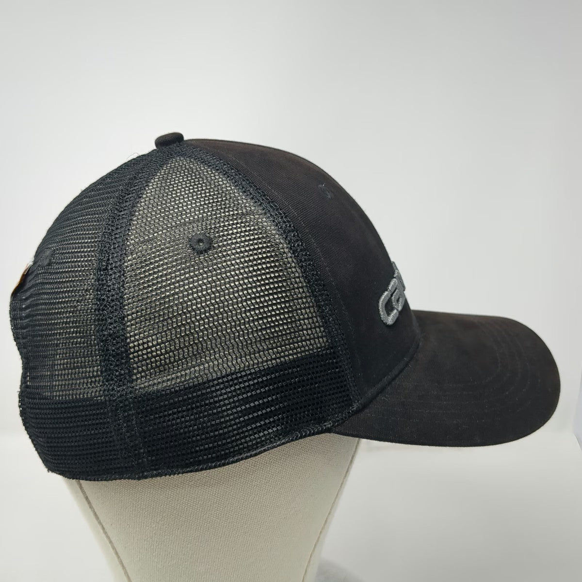 Carhartt Trucker Hat Black Gray One Size Snapback Mesh Embroidered Canvas Logo
