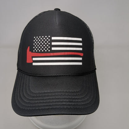 American Flag Snapback Trucker Hat Black OSFA Adjustable Mesh Back Rope Otto
