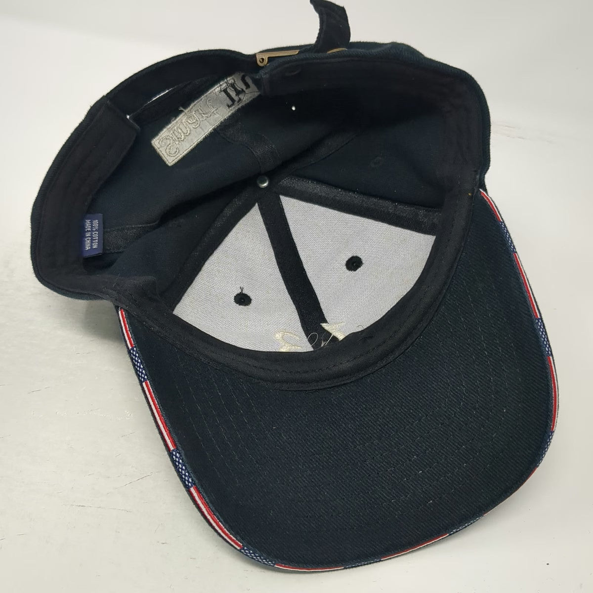 Black Baseball Cap One Size Smart Trust 13 Adjustable Slideback Hat Cotton USA