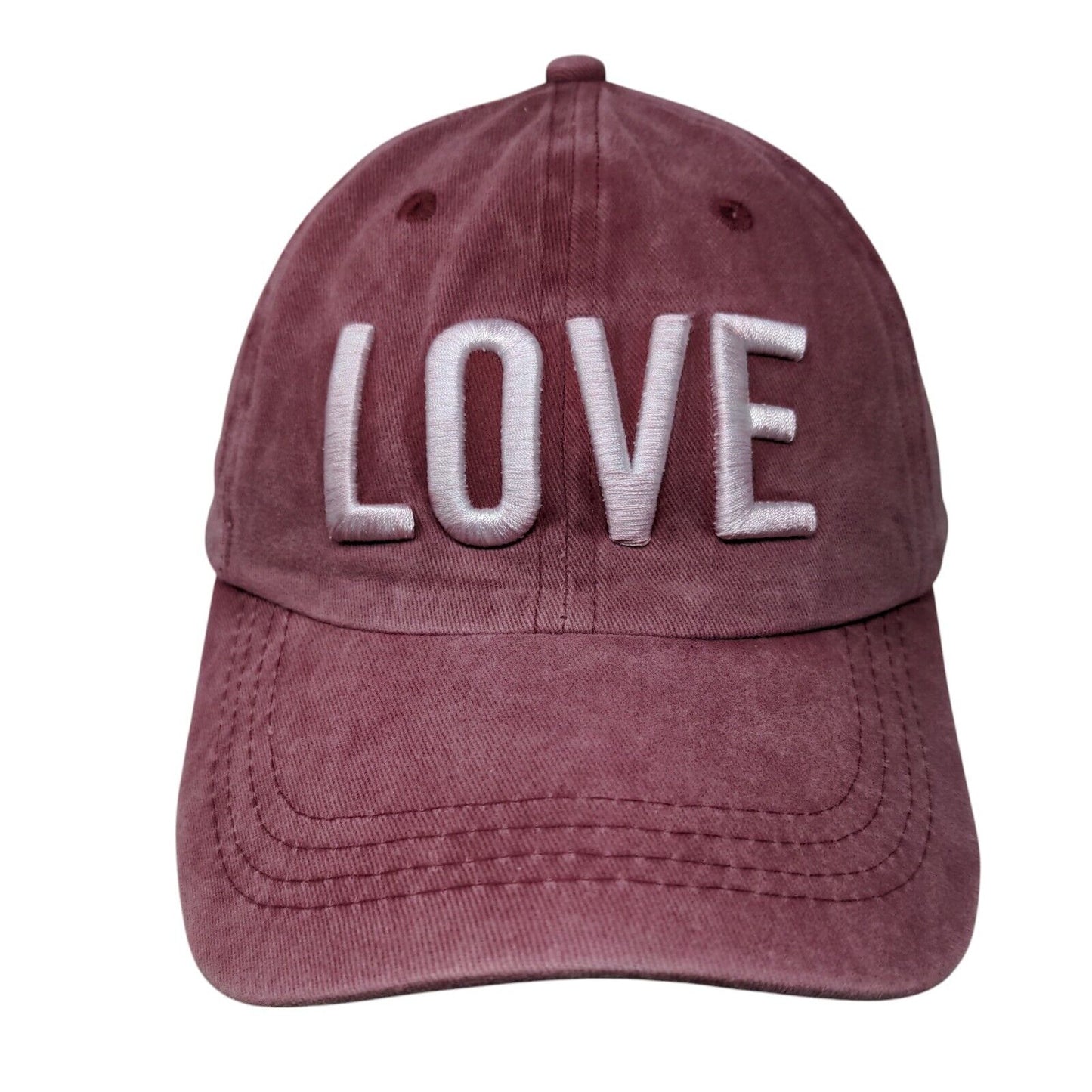 Love Slideback Hat Red One Size Embroidered Adjustable Vent Holes