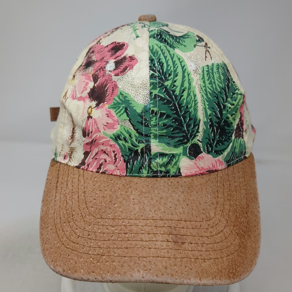 Hopeless Romantic Baseball Cap Hat One Size Beige Pink Green Brown Floral Strap
