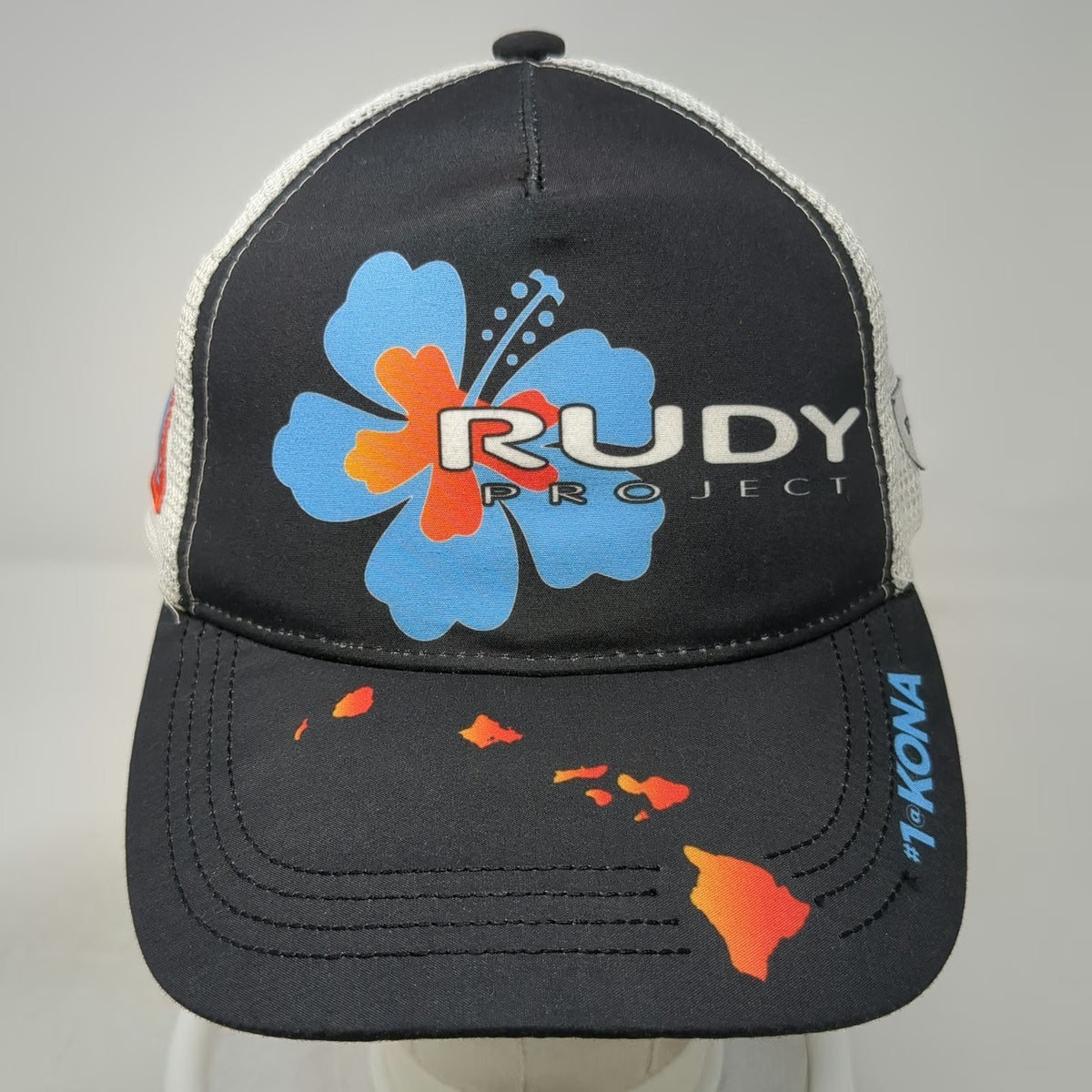 Rudy Project Trucker Hat Black One Size Snapback Hawaii Kona Hibiscus Flower