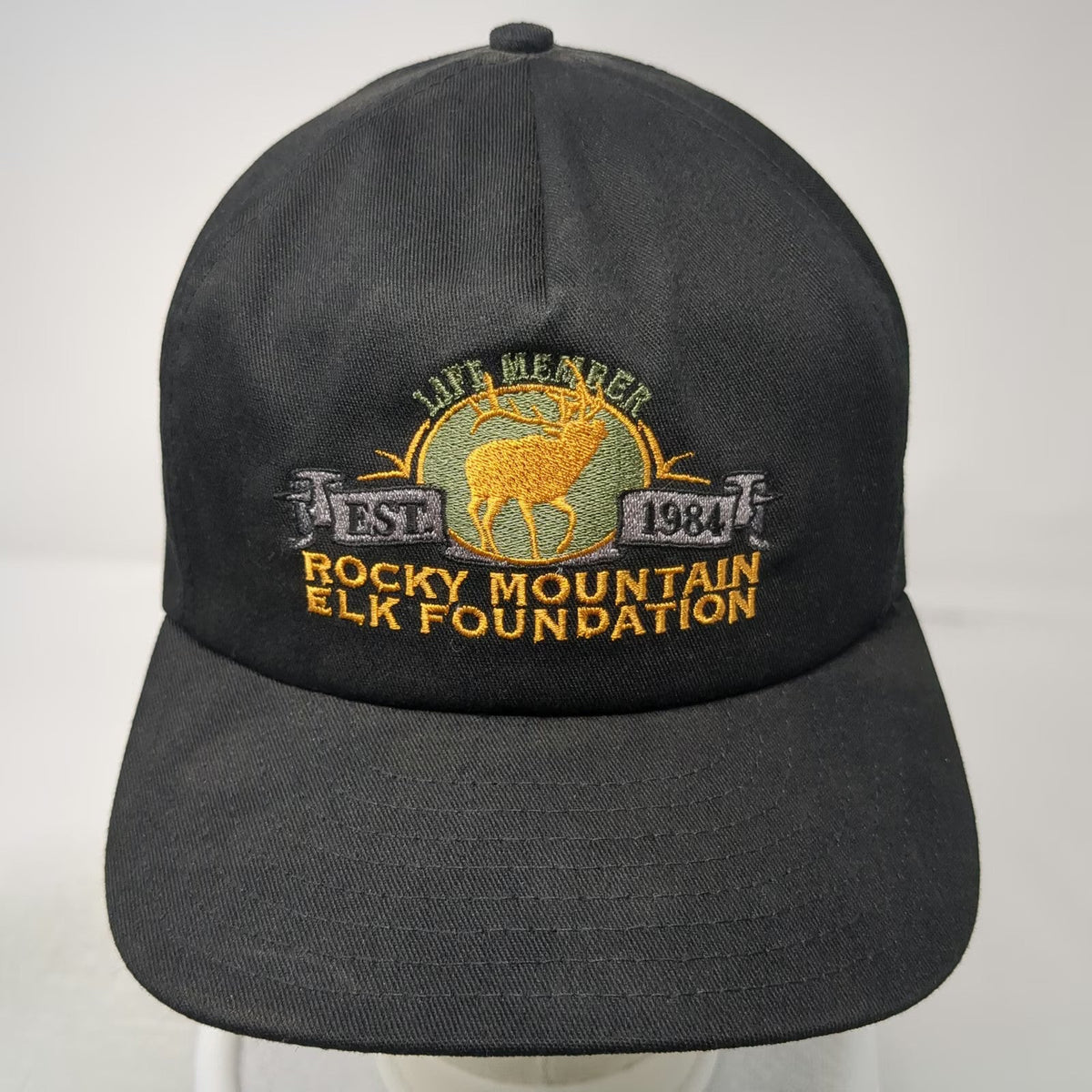 Rocky Mountain Elk Foundation 5 Panel Black One Size Life Member Elk USA Hat