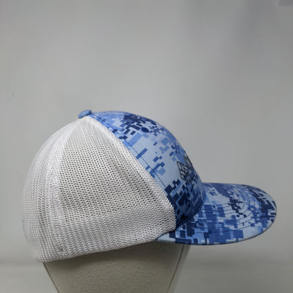 Columbia PFG Digital Camo Fitted Mesh Back Hat Blue Size S/M Distressed