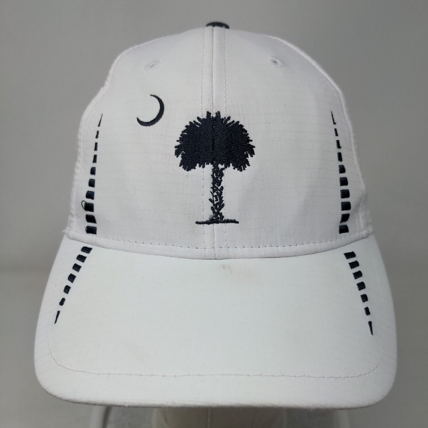 South Carolina The Palmetto State Strapback Golf Hat White One Size Embroidered