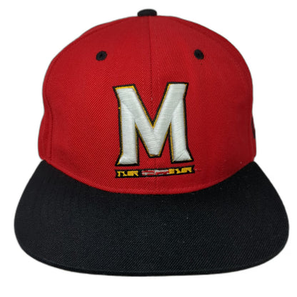 Zephyr Snapback Red Black White One Size Maryland Terps M Hat Flat Brim Acrylic