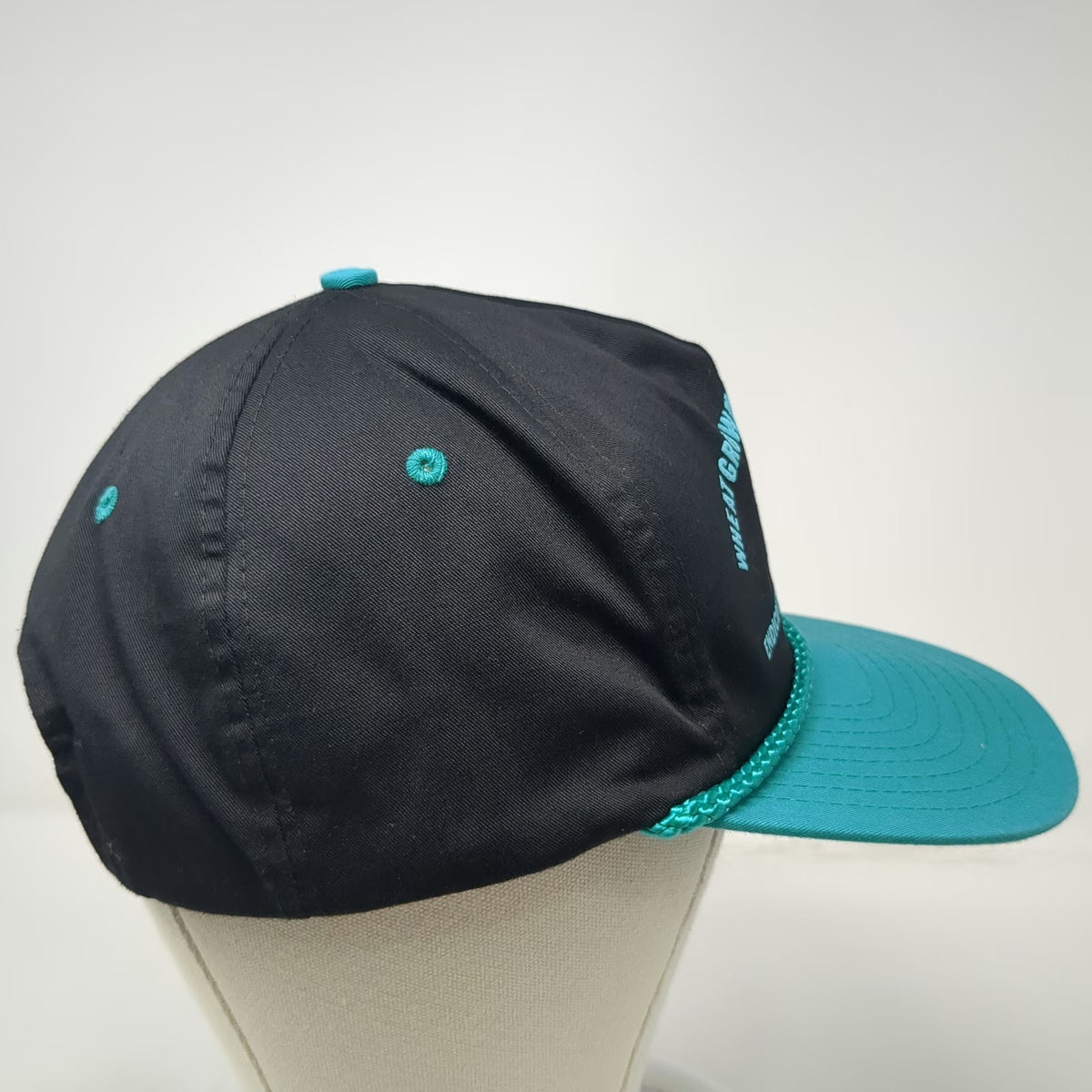 Nissin 5 Panel Black Blue Hat One Size Wheat Growers Endicott Rope Snapback Cap