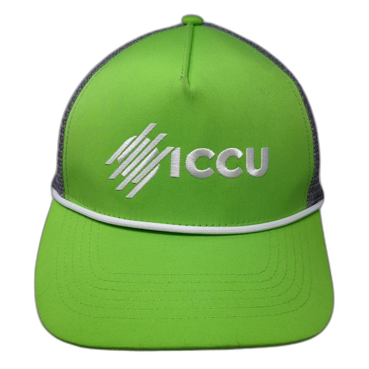 Namebrand HQ ICCU Green Gray Trucker Hat One Size Mesh Rope Snapback Logo