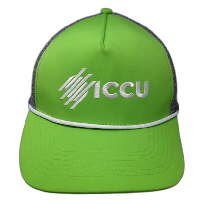 Namebrand HQ ICCU Green Gray Trucker Hat One Size Mesh Rope Snapback Logo