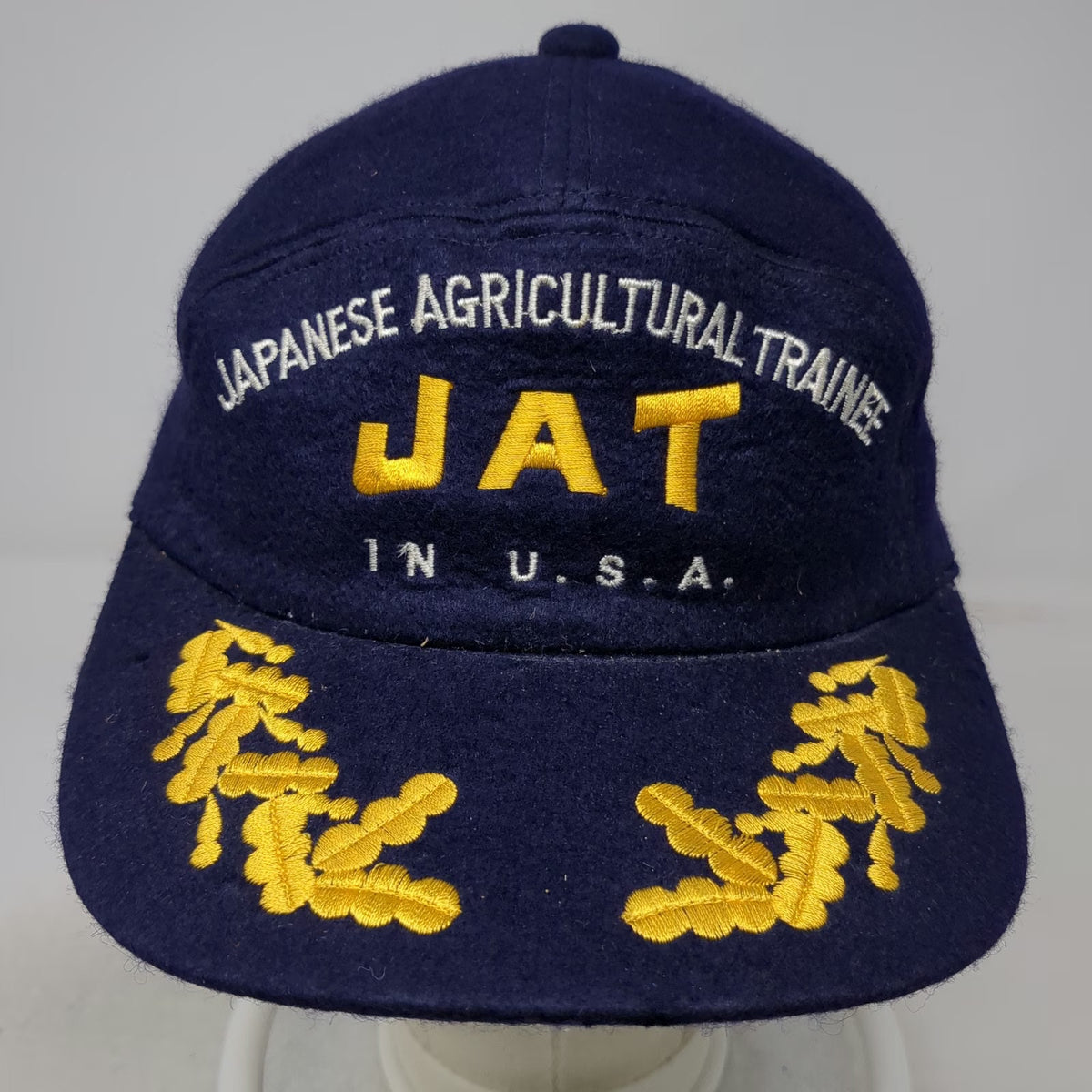 Blue Baseball Cap OS Japanese Agricultural Trainee JAT USA Wool Oak Leaf Hat