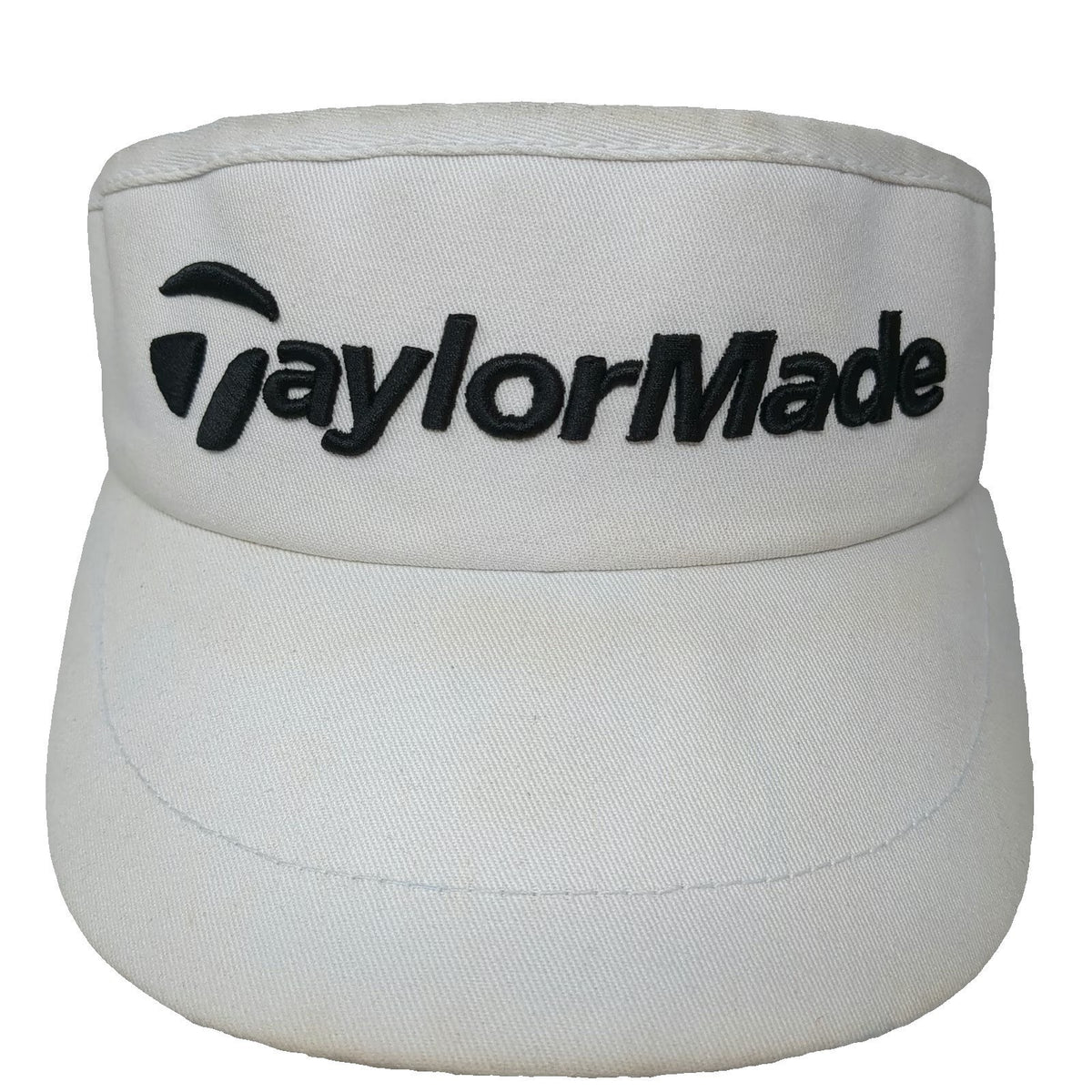 TaylorMade Visor White One Size Adjustable Slideback Golf Hat Black Logo Curved