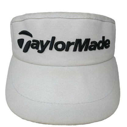 TaylorMade Visor White One Size Adjustable Slideback Golf Hat Black Logo Curved