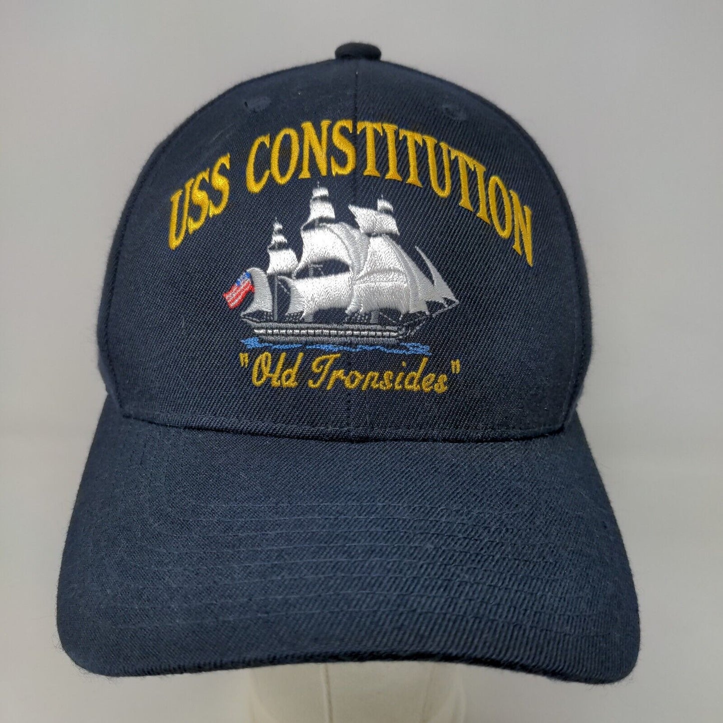 The Corps Men's Strapback Hat Blue Adjustable Embroidered USS Constitution Logo