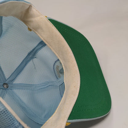 Derby Cap Mens Mesh Back Trucker Hat Blue Scrambled Eggs Indiana Farmers Vintage