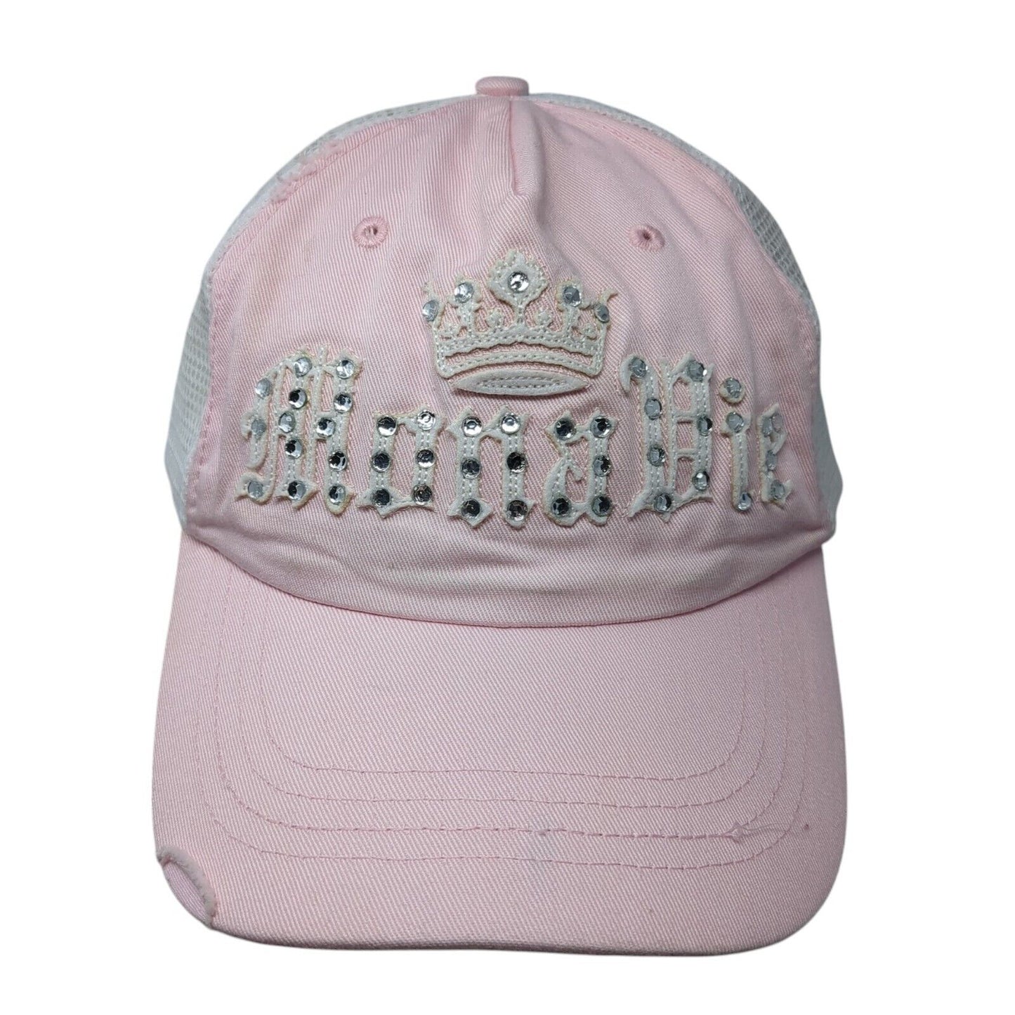 Unbranded Snapback Trucker Hat Pink One Size Mesh Back Crown Rhinestone