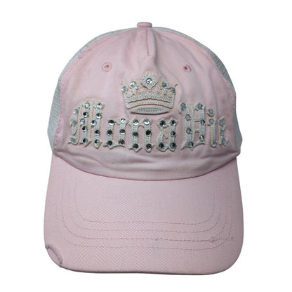 Unbranded Snapback Trucker Hat Pink One Size Mesh Back Crown Rhinestone