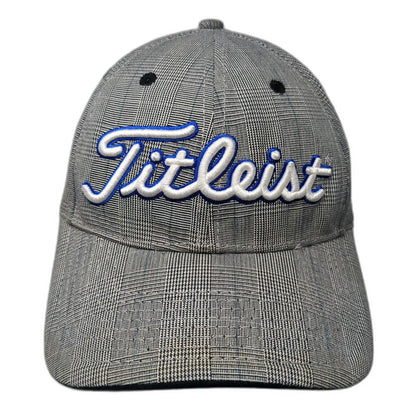Titleist Baseball Cap Gray One Size Plaid Pattern 3D Embroidery Slideback Hat