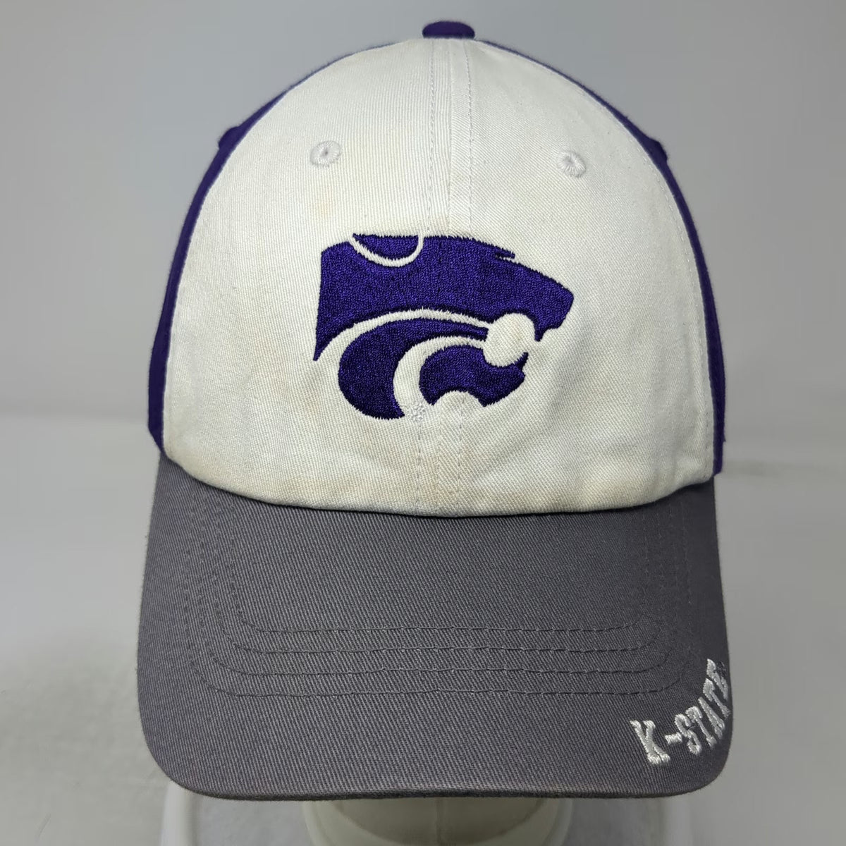 Captivating Kansas State Wildcats NCAA Hat White Purple Gray One Size Slideback